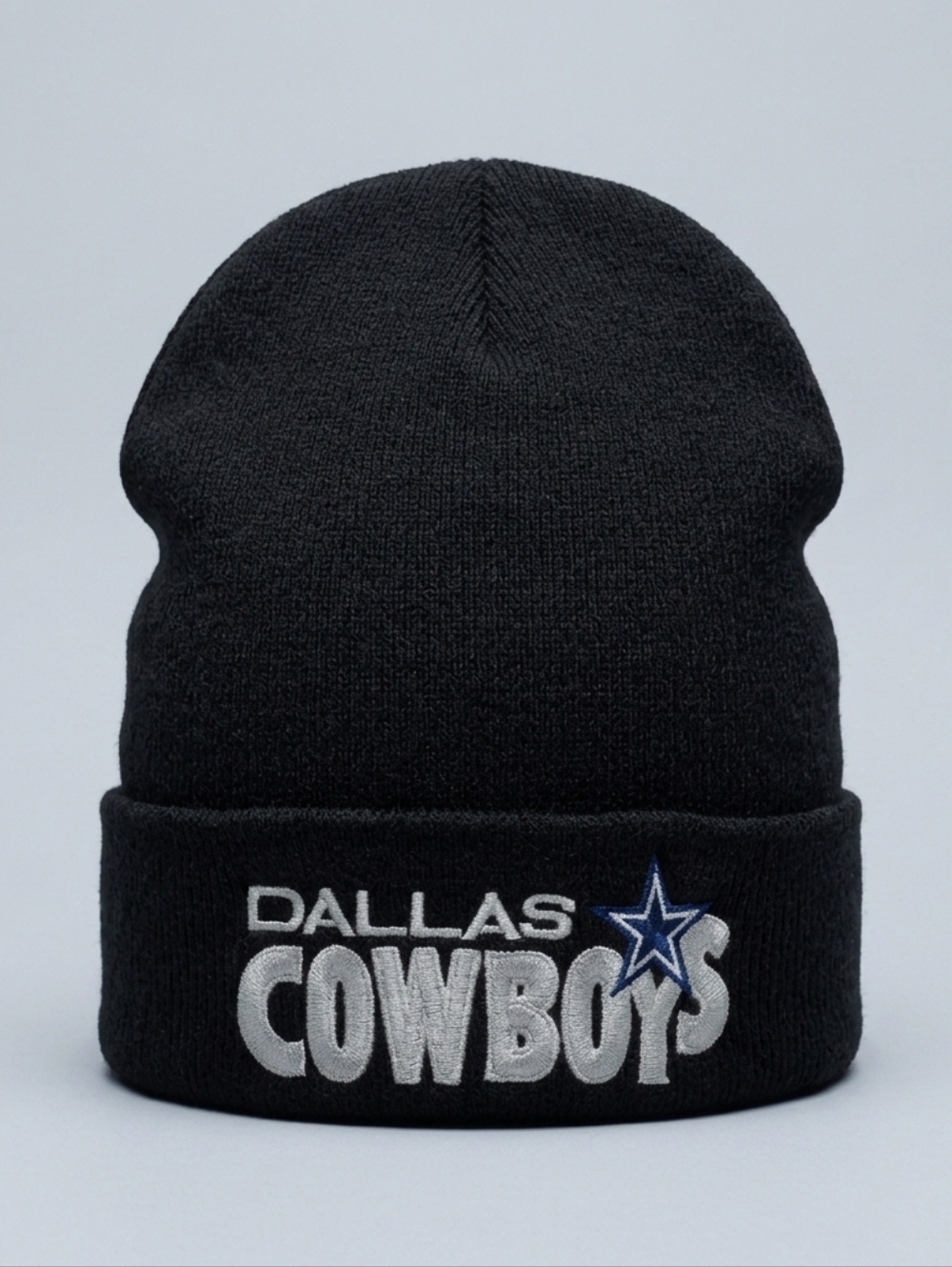 Dallas Cowboys Men Women Unisex Black Knit Beanie/Toque With White Embroidery